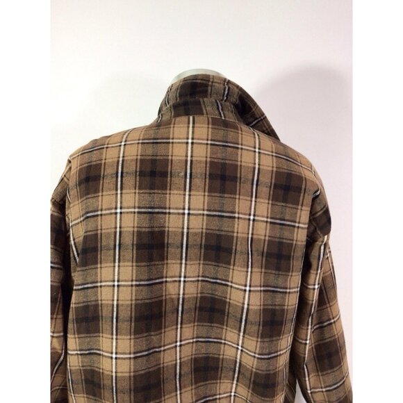 Vintage Brown Plaid Button Up Quilted Flannel Y2K Old School Jacket Mens XL - Picture 2 of 8